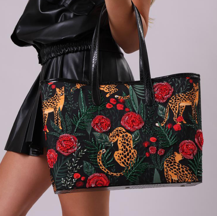 Black Cheetah Tote Bag