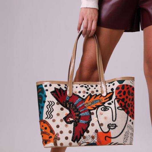 Colorful Beaded Bag with Design