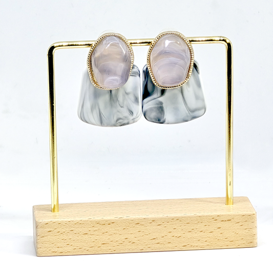 Drop Earrings in White Grey Gemstones