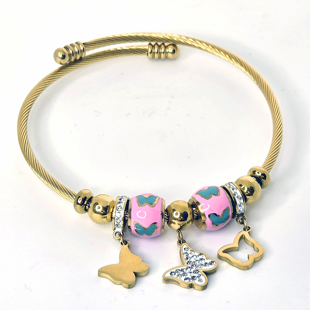 Gold Charm Cuff Bracelet