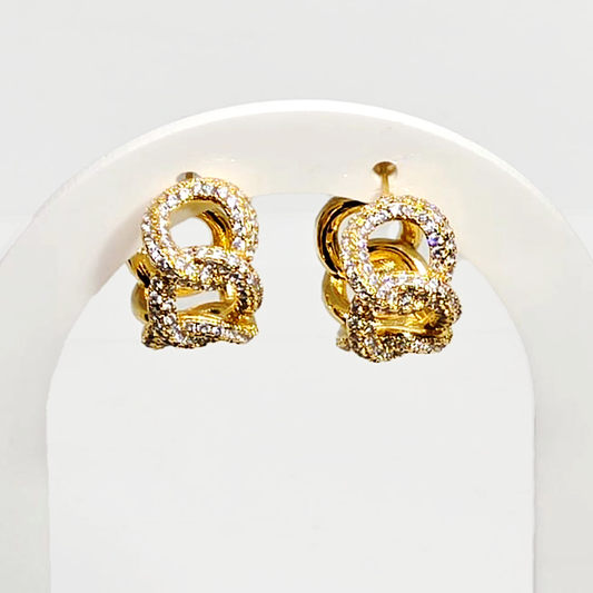 Gold Plated Hoop Earrings with Chain Design