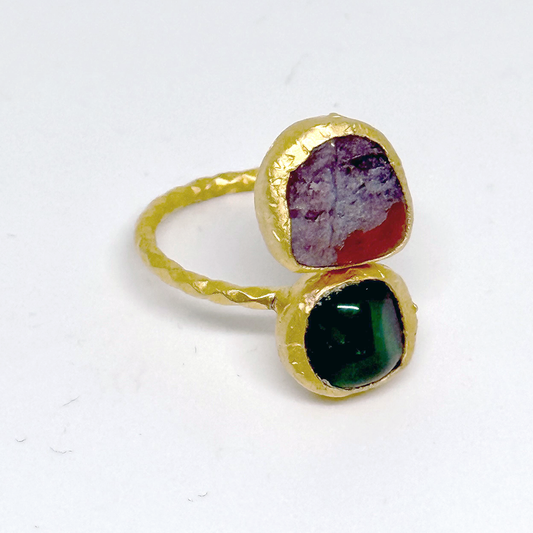 Gold Plated Ring with Gemstones