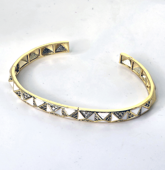 Gold White Cuff Bracelet