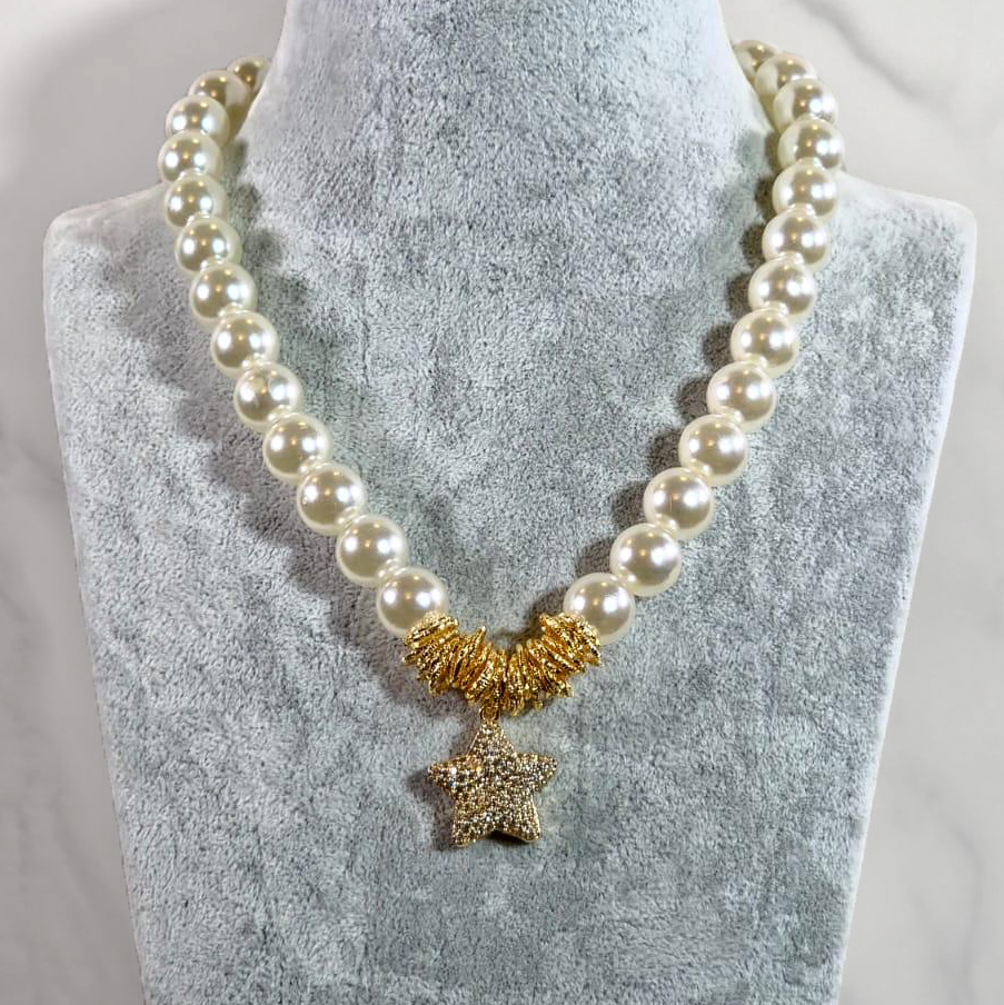 Pearl Necklace with Gold Plated Star