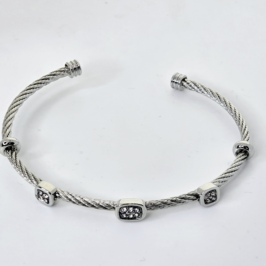Wired Cuff Bracelet in Silver